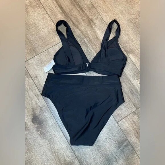 Longline V Neck Bralette & Classic High Waist Bikini. Color: Black BNWT - Picture 5 of 6